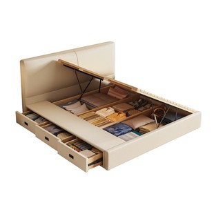 实木储物床侧开气压高箱床齐边小户型可任意定制排骨架收纳床