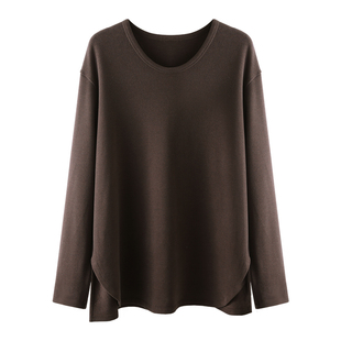 HAMYIHO 双面德绒中长款打底衫女春季可外穿搭配鲨鱼裤遮屁股上衣