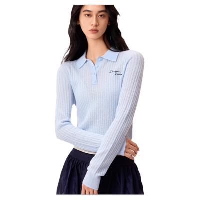 【沈梦辰同款】龙脸DRAGON FACE 图书馆绞花羊毛上衣绵羊毛针织衫