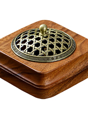 木质香炉酒店熏香炉家用合金铜香炉室内檀香茶道香薰沉香蚊香盒盘