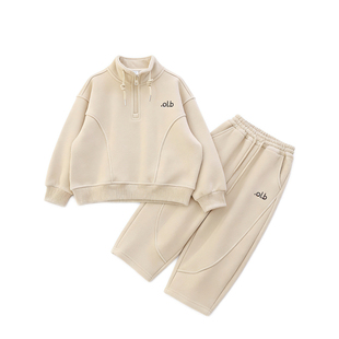 男童套装外套加绒保暖秋冬季2025新款儿童运动卫衣卫裤两件套加厚