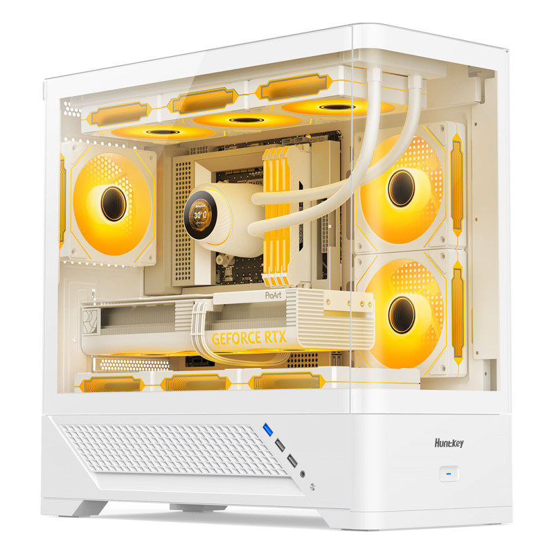 航嘉GX760M PRO追梦海景房机箱曲面760A无立柱电脑台式机MATX全景