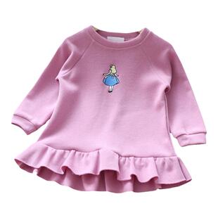 女童长袖连衣裙2025秋装新款韩版荷叶边中长款卫衣裙小女孩公主裙