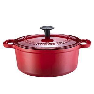 Rb红色珐琅锅22cm铸铁锅焖炖锅炖盅煲汤焖烧家用电磁炉煮锅搪瓷锅