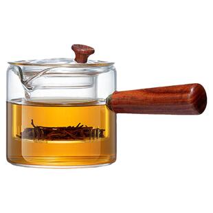 忆壶茶侧把茶壶玻璃煮茶器电陶炉耐热泡茶壶木把过滤功夫茶具套装
