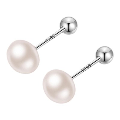 天然淡水珍珠耳钉螺丝拧扣耳骨钉2025新款爆款999纯银养耳洞耳饰