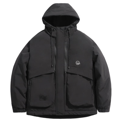 山系风连帽胖子大码羽绒服外套男