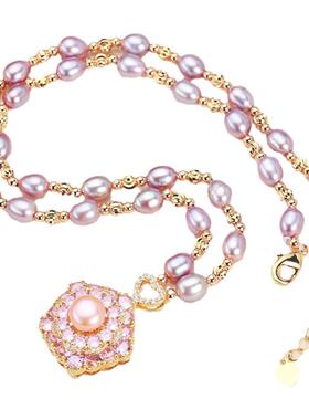 紫色晶灵珍珠项链轻奢小众饰品