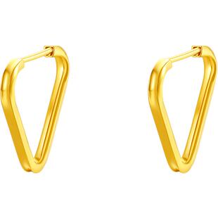 周六福黄金计价5G足金耳饰时尚三角环耳钉百搭几何系列节日礼物