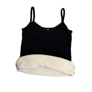 女童加绒背心内穿秋冬2025新款加厚白色吊带保暖衣中大童外穿上衣