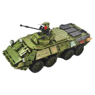 小鲁班积木步兵战车防空坦克军事拼装适用于积木装甲车btr80