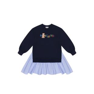 【新年特享5折起】Moschino/莫斯奇诺儿童卫衣造型条纹府绸连衣裙