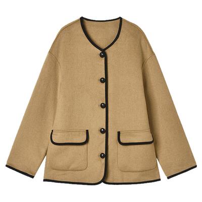 单排扣双面尼毛呢外套大衣