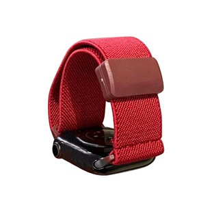 KLKL适用苹果手表s11表带iwatch10新款红色弹力平纹编织磁吸扣applewatch98纯色百搭舒适运动尼龙腕带男女款