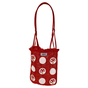 REhi 蘑菇兜兜风托特包 原创趣味蘑菇水溶绣编织网袋红色休闲女包