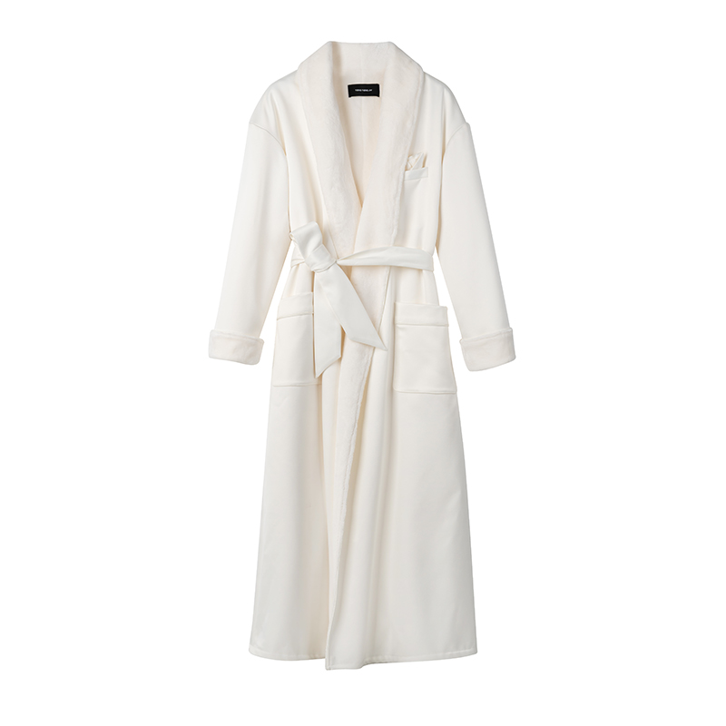 TIENS TIENS JW秋冬时尚睡袍加绒保暖长款系带高级浴袍家居服男女