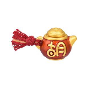 明牌珠宝胡运亨通硬金转运珠 黄金把把胡足金铜钱茶壶手串AFP1488