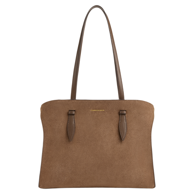 CHARLES&KEITH25冬新品CK2-30782735-1复古绒面大容量单肩托特包