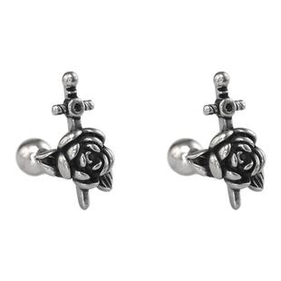 Shinma 钛钢复古玫瑰匕首 耳钉耳骨钉 粗杆1.2mm小众穿刺耳饰