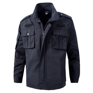 加厚保安服套装男春秋黑色网格安保制服上衣执勤长袖藏青作训外套