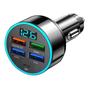 车载充电器手机点烟器转换插头五孔超级快充车充头汽车用usb接口