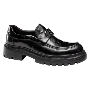 奥康 男鞋2025春季休闲皮鞋一脚蹬乐福鞋商务厚底增高套脚皮鞋