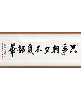 只争朝夕不负韶华手写真迹书房办公室客厅茶室挂画定制手写装饰画