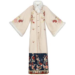 繁花明制汉服女2025新款冬季改良重工加厚长衫日常拜年马面裙古装