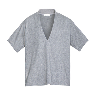 LEONSENSE力上司 老钱V领空气感短袖T恤 宽松挺阔慵懒灰色男女