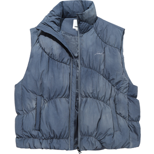 GUUKA废土风灰色立领羽绒马甲男冬季新款 日系扎染白鸭绒外套宽松