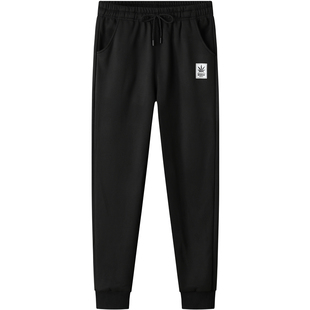 春秋冬季加肥加大码运动裤子男束脚卫裤胖子宽松弹力小脚休闲长裤