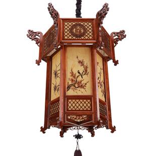 实木宫灯中式复仿古户外装饰六角吊灯乔迁结婚中国风别墅阳台灯笼