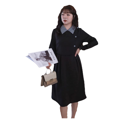 蓝若水连衣裙法式显瘦设计感长裙
