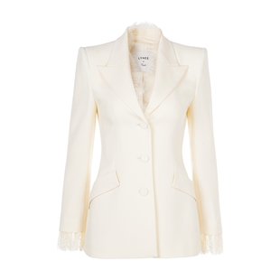 LYNEE X TORIL 醋酸睫毛蕾丝收腰西装套装女高级感西服/喇叭裤