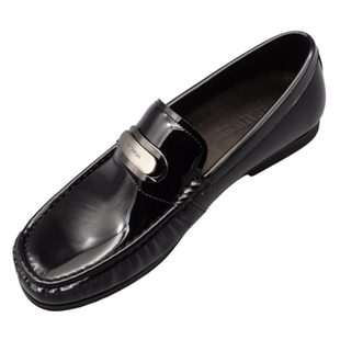 英伦风新款男士漆皮豆豆鞋黑色圆头一脚蹬懒人乐福鞋百搭休闲皮鞋