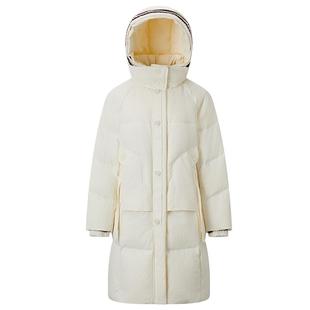 千仞岗冬季新款中长款羽绒服外套纯色时尚简约鸭绒女士加厚保暖