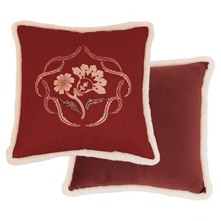 【孤品4折】蜡笔派财缠满贯抱枕轻奢复古红色沙发靠垫新婚节日O