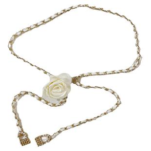 山茶花腰链配饰女花朵链条腰带装饰配连衣裙子牛仔裤链子细高级感