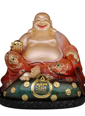 笑口常开招财铜彩绘弥勒佛摆件