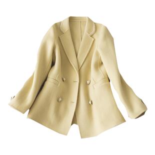 春冬双面呢小西装外套女装2024新款双排扣小众时尚气质小个子上衣