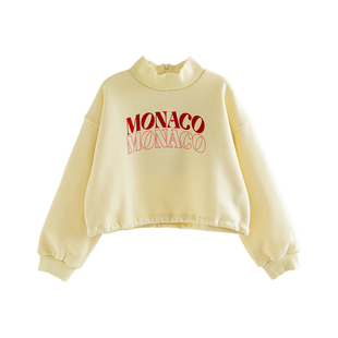 ILOVEJ童装2025冬季新款女童短款卫衣半高领加绒韩版上衣/JWWTO07