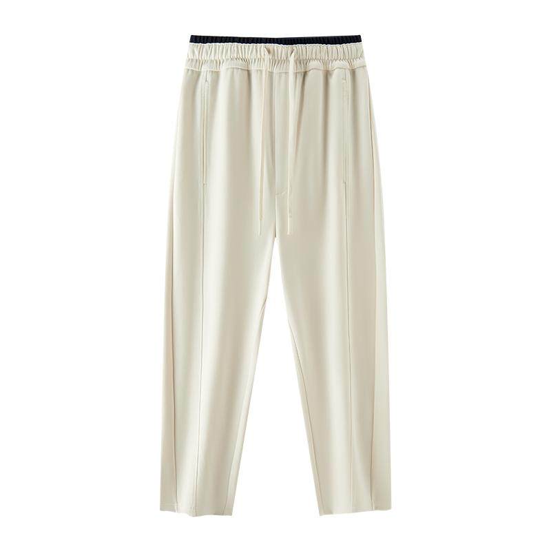 森马撞色宽松分割弯刀休闲裤女