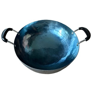 章丘手工双耳铁锅官方旗舰老式传统家用炒锅无涂层不粘圆底炒菜锅