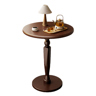 美式复古沙发边几实木中古家具角几客厅法式咖啡桌休闲小圆桌茶几