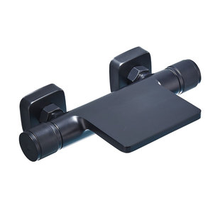 全铜枪灰色黑色瀑布浴缸水龙头缸边式入墙加长浴盆淋浴花洒大流量