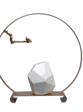 现代新中式创意陶瓷铁艺玄关摆件