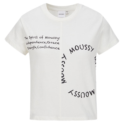 MOUSSY 春季新品不对称字母LOGO印花短袖T恤女028ISA90-2191