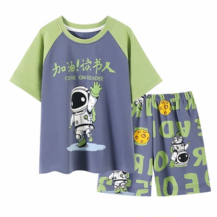 儿童睡衣男孩纯棉夏季薄款短袖短裤2026新款大童男童青少年家居服