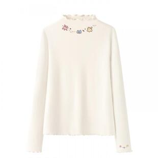 都市丽人绒德打底衫女冬2026新款加绒保暖内搭半高领木耳边上衣Y