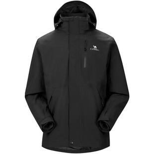 骆驼户外三合一冲锋衣女款2026秋冬防风防雨黑色旅行登山服外套男